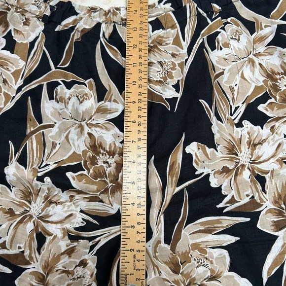 Amanda Smith Womens Ankle Pants SideZip 100% Linen Large Tropical Floral Print - Picture 7 of 9
